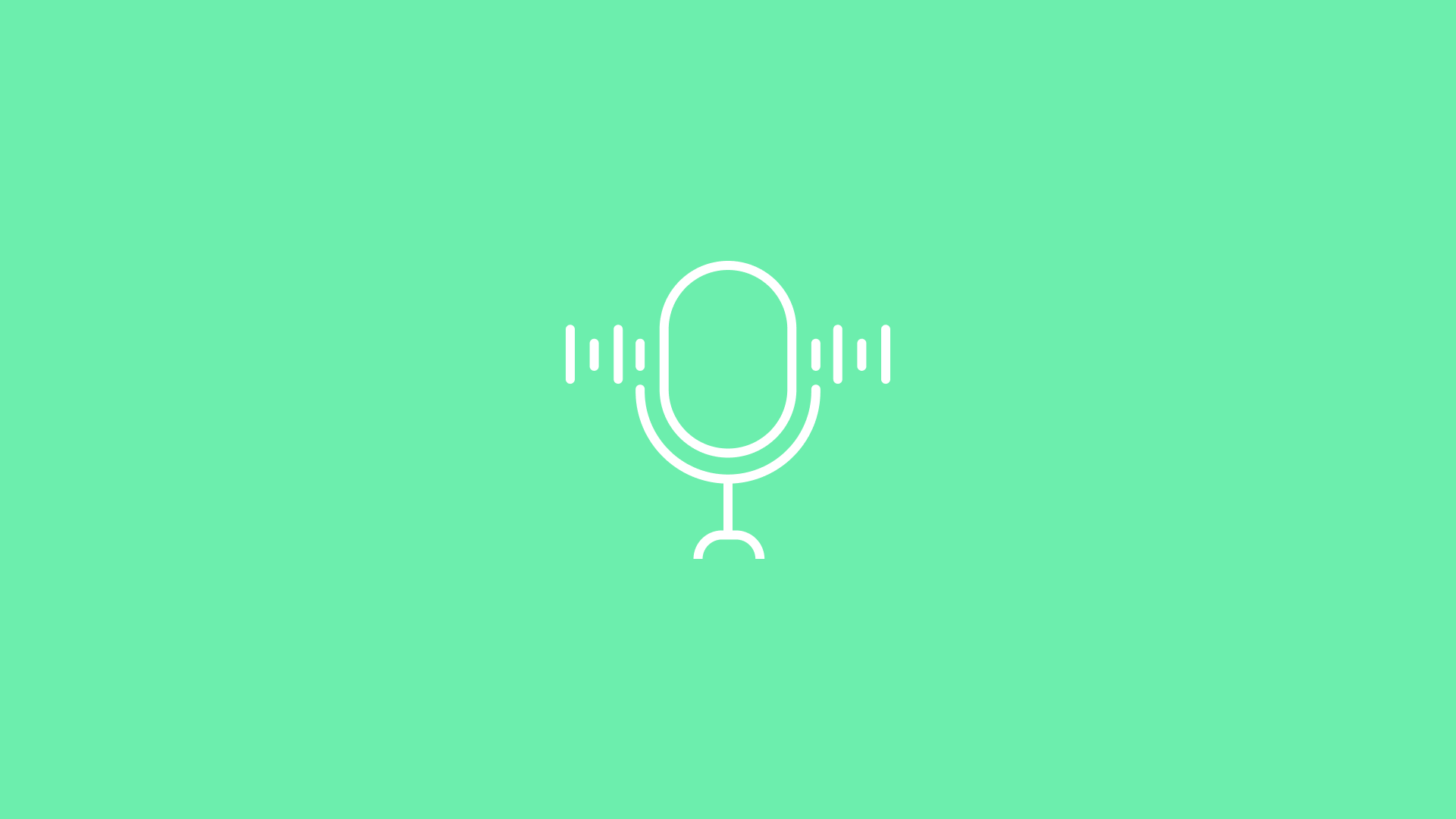 Microphone icon with a light green geometric background