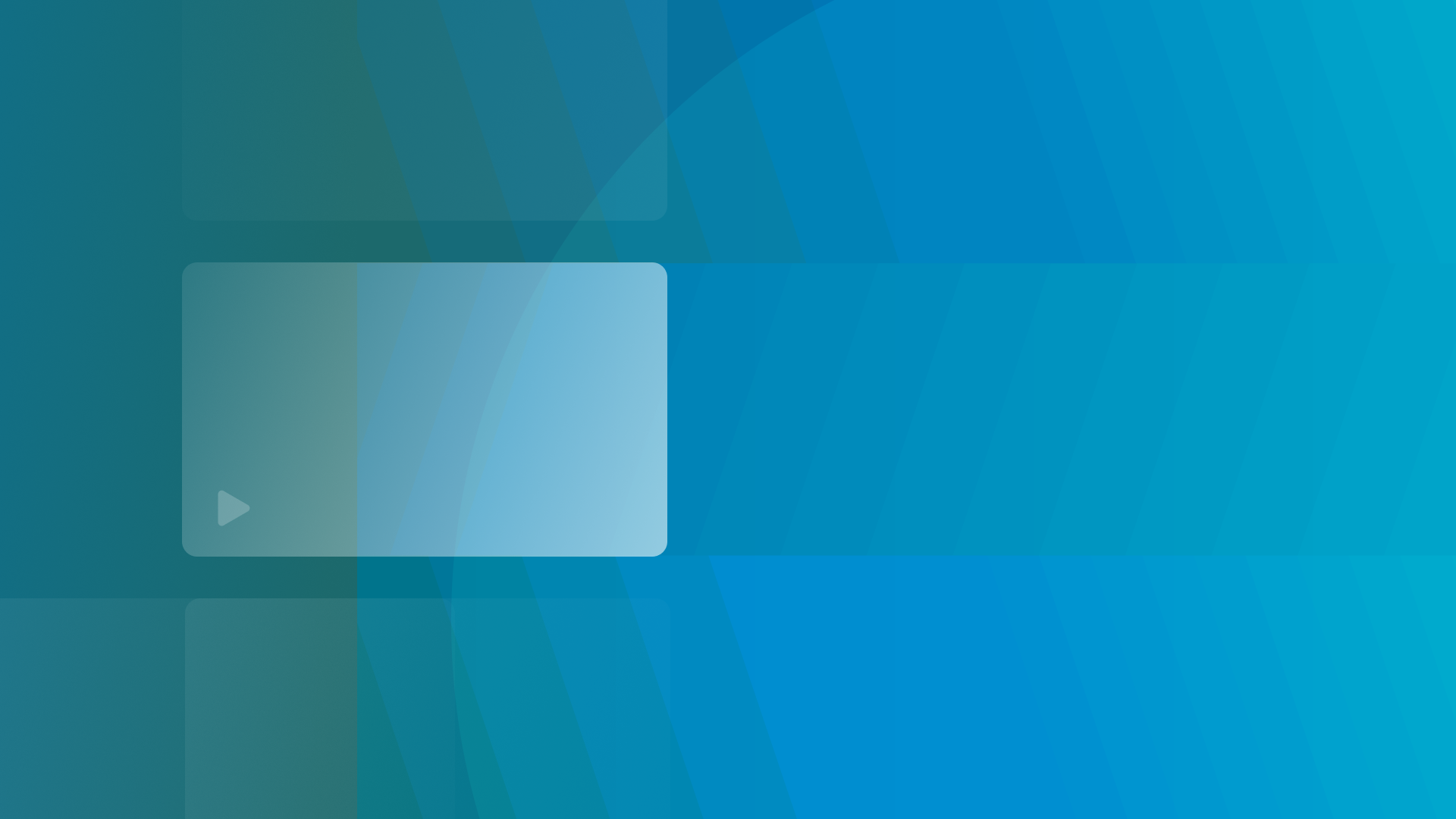 Photo of abstract architecture behind a blue overlay with a play button